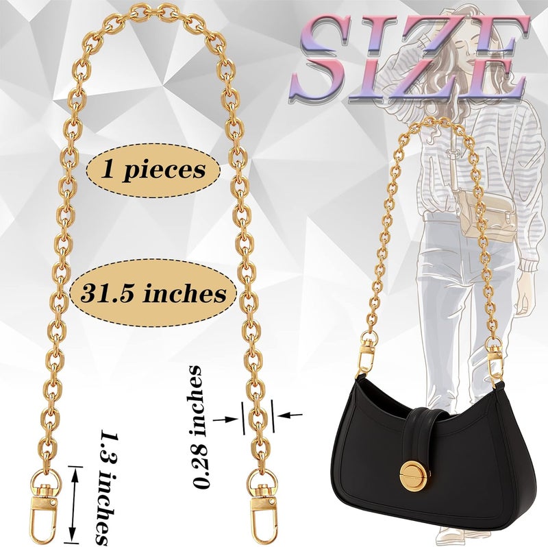 Chewarelly 1 Pcs Purse Chain Strap Cross Body Chain Strap Replacement Chain for Handbag Shoulder Bag Purse(31.5 Inches/80cm-O Chain 0.28 Inch, Gold) - Image 2